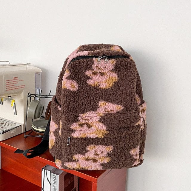 Teddy Bear Fuzzy Backpack Pink NO pendant Bags The Kawaii Shoppu