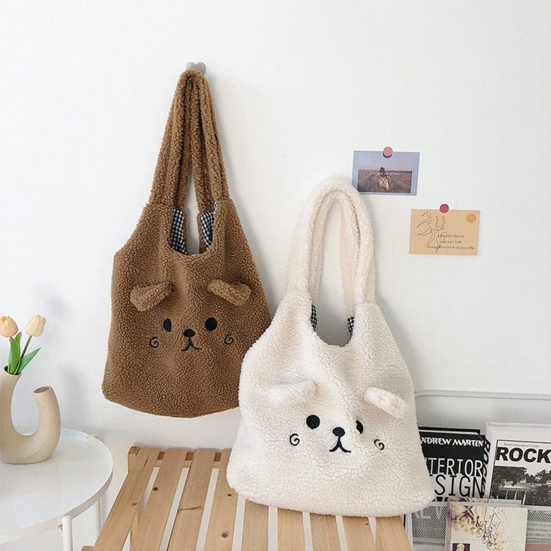 Teddy Winter Soft Plush Tote Bag Bags The Kawaii Shoppu