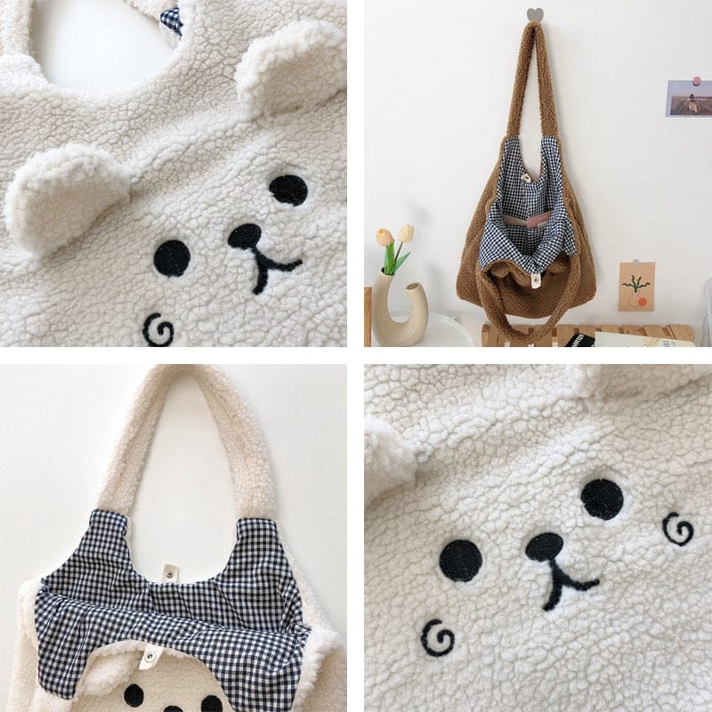 Teddy Winter Soft Plush Tote Bag Bags The Kawaii Shoppu