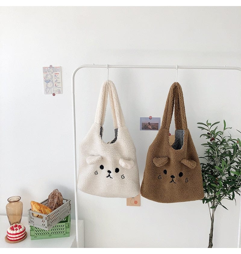 Teddy Winter Soft Plush Tote Bag Bags The Kawaii Shoppu