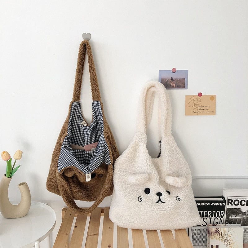 Teddy Winter Soft Plush Tote Bag Bags The Kawaii Shoppu