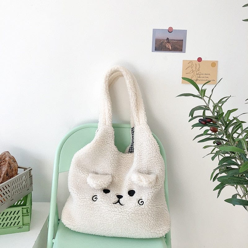 Teddy Winter Soft Plush Tote Bag Bags The Kawaii Shoppu