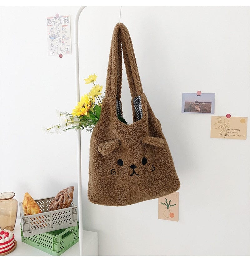 Teddy Winter Soft Plush Tote Bag Bags The Kawaii Shoppu