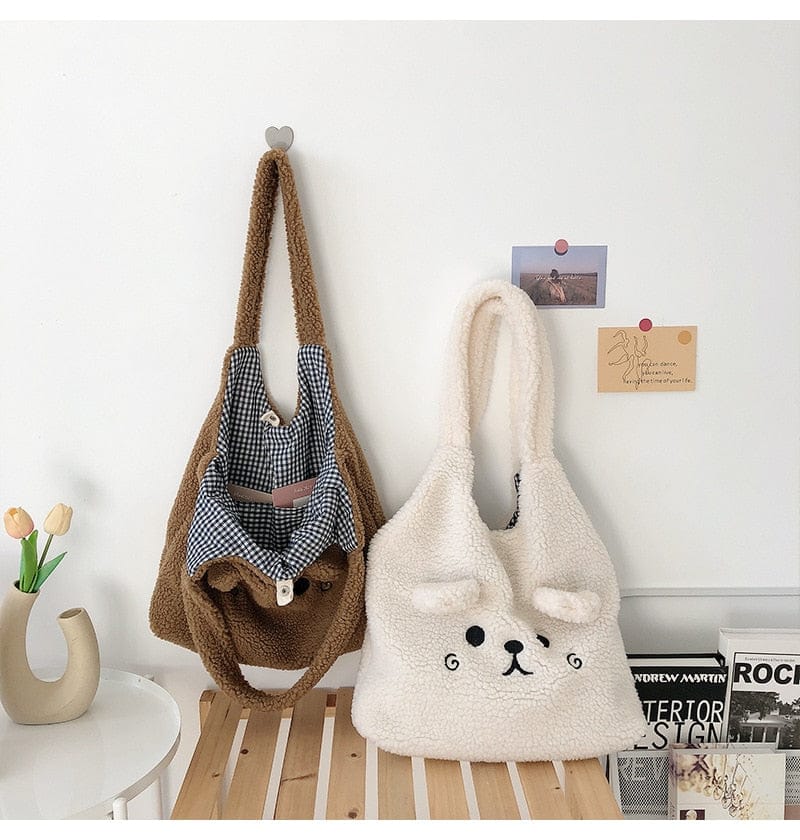 Teddy Winter Soft Plush Tote Bag Bags The Kawaii Shoppu