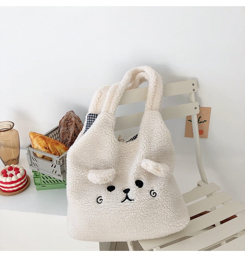 Teddy Winter Soft Plush Tote Bag Bags The Kawaii Shoppu