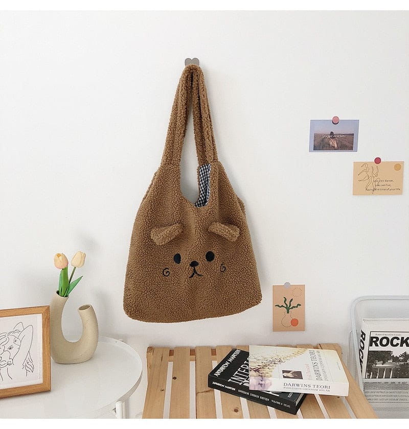 Teddy Winter Soft Plush Tote Bag Bags The Kawaii Shoppu