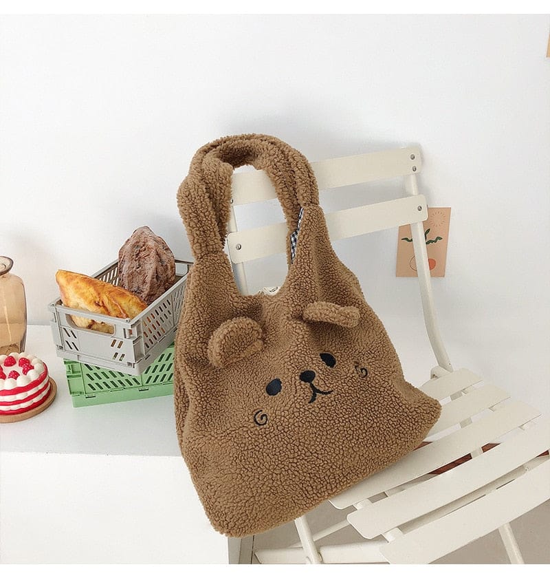 Teddy Winter Soft Plush Tote Bag Bags The Kawaii Shoppu