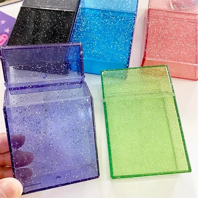 Transparent Glitter Photo Card Storage Box Holder Storage Boxes & Bins by The Kawaii Shoppu | The Kawaii Shoppu