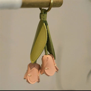 Tulip Leather Keychain Charm