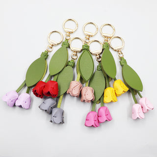Tulip Leather Keychain Charm