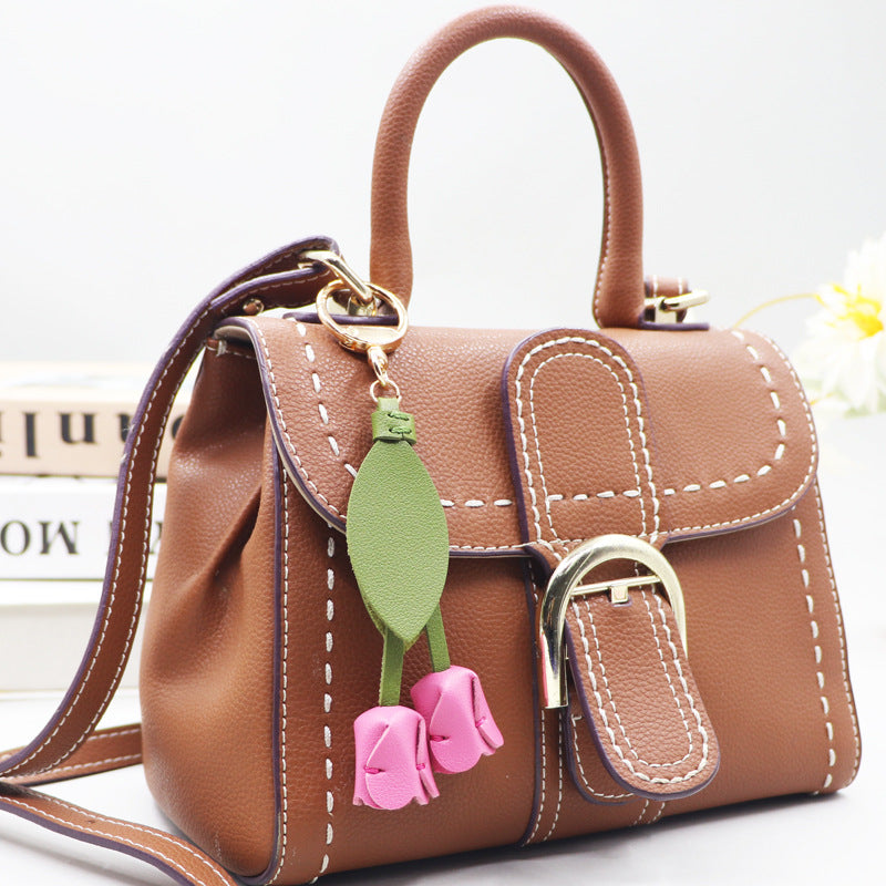 Tulip Leather Keychain Charm