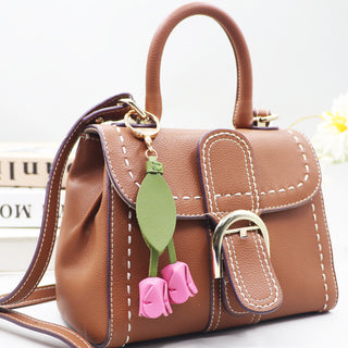 Tulip Leather Keychain Charm