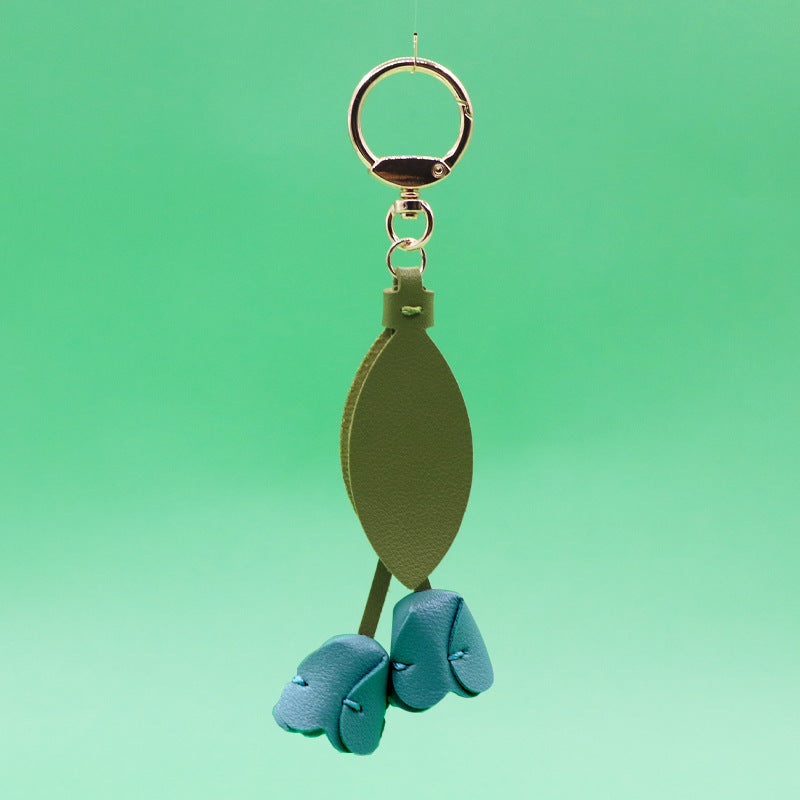 Tulip Leather Keychain Charm