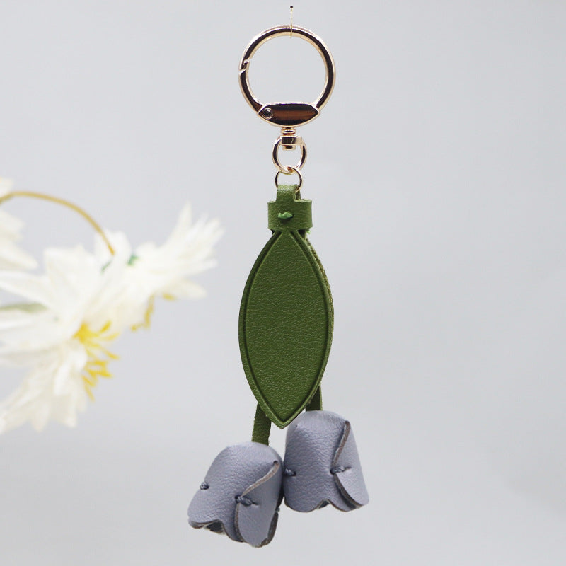 Tulip Leather Keychain Charm