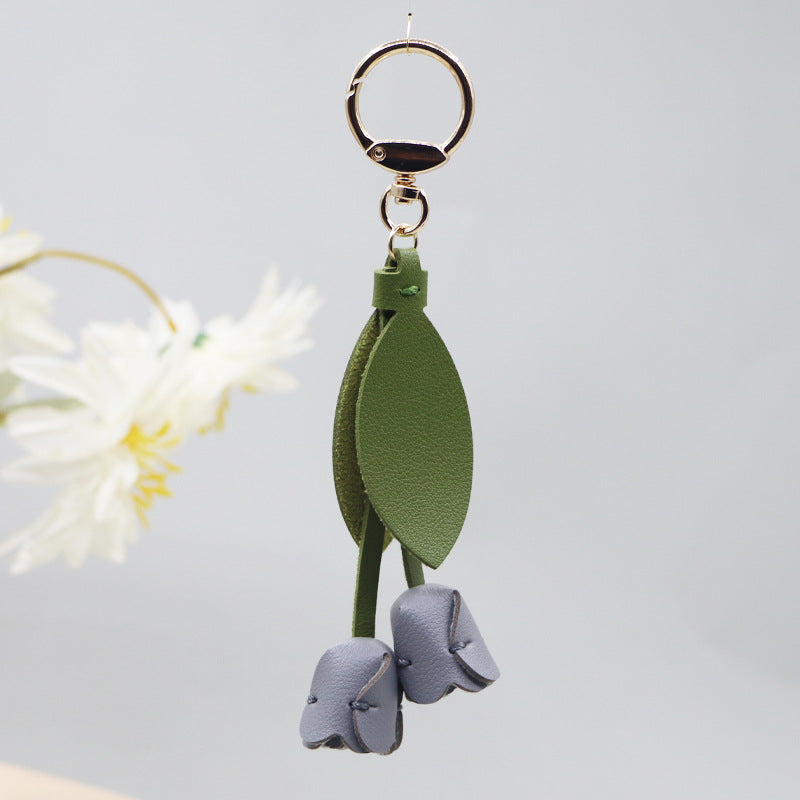 Tulip Leather Keychain Charm