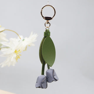 Tulip Leather Keychain Charm