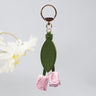 Pink [tulip flowers/embossed leaves] keychain bag charm