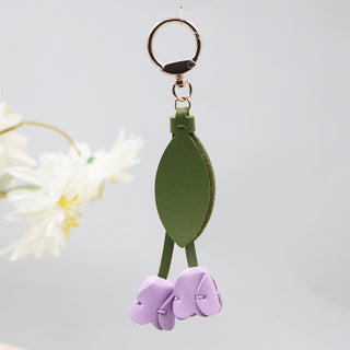 Tulip Leather Keychain Charm
