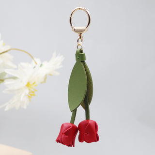 Tulip Leather Keychain Charm