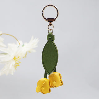 Tulip Leather Keychain Charm