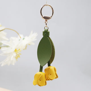 Tulip Leather Keychain Charm