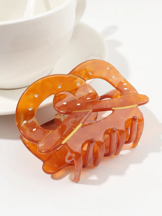 Vintage French Bread Knot Hair Claw Clip – Large Acetate Butterfly Hoop Style