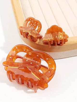 Vintage French Bread Knot Hair Claw Clip – Large Acetate Butterfly Hoop Style