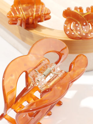 Vintage French Bread Knot Hair Claw Clip – Large Acetate Butterfly Hoop Style