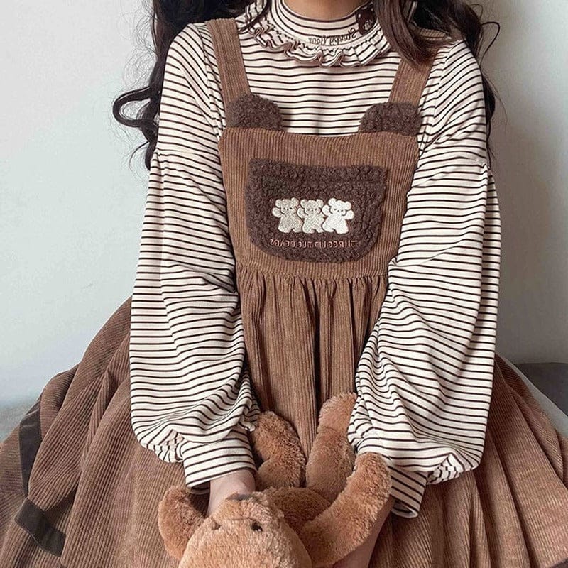 Vintage Kawaii Bear Dress Corduroy Clothing and Accessories The Kawaii Shoppu