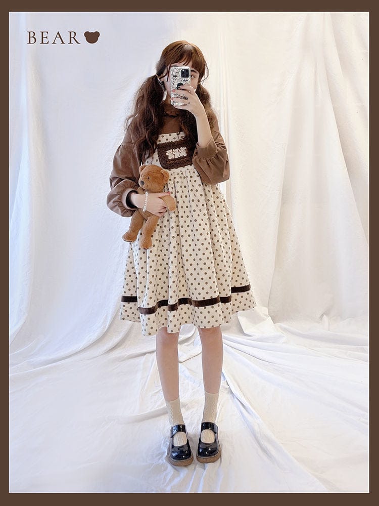 Vintage Kawaii Bear Dress Corduroy Clothing and Accessories The Kawaii Shoppu