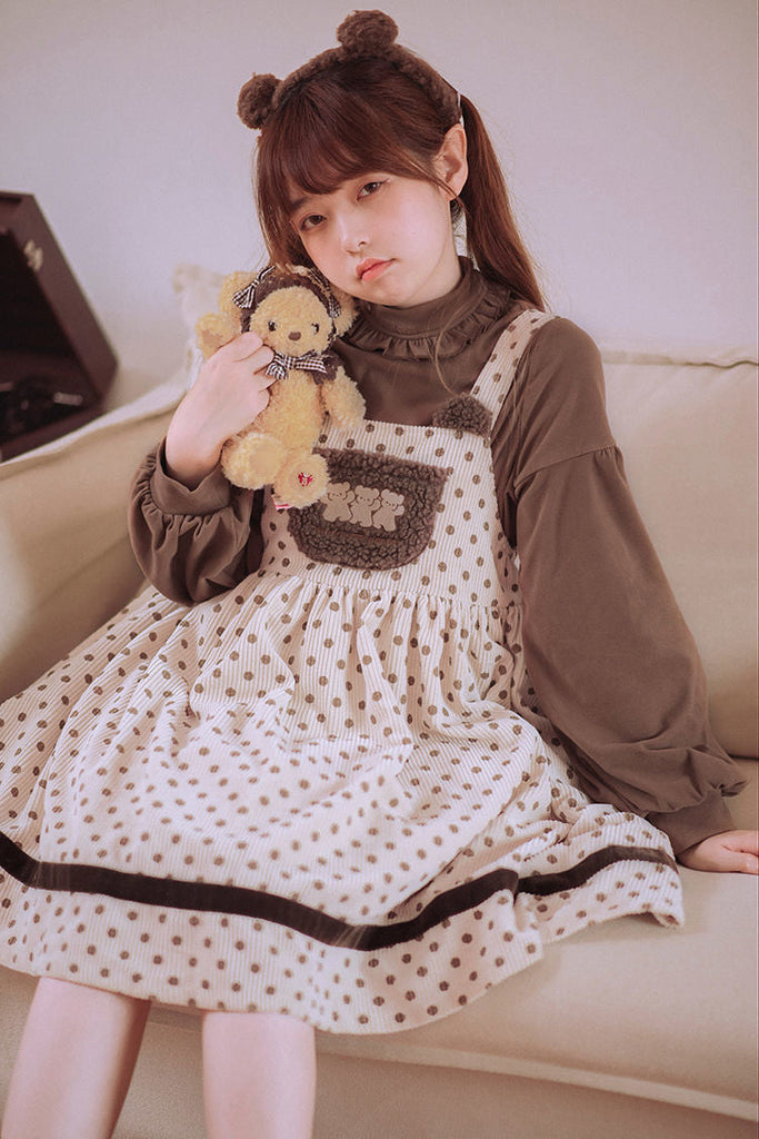 Vintage Kawaii Bear Dress Corduroy Clothing and Accessories by The Kawaii Shoppu | The Kawaii Shoppu