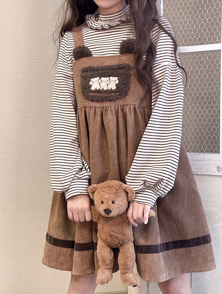 Vintage Kawaii Bear Dress Corduroy Clothing and Accessories The Kawaii Shoppu