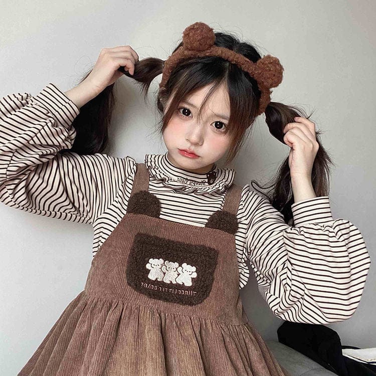 Vintage Kawaii Bear Dress Corduroy Clothing and Accessories The Kawaii Shoppu