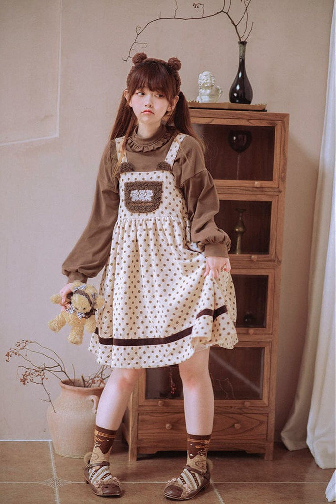 Vintage Kawaii Bear Dress Corduroy Clothing and Accessories The Kawaii Shoppu