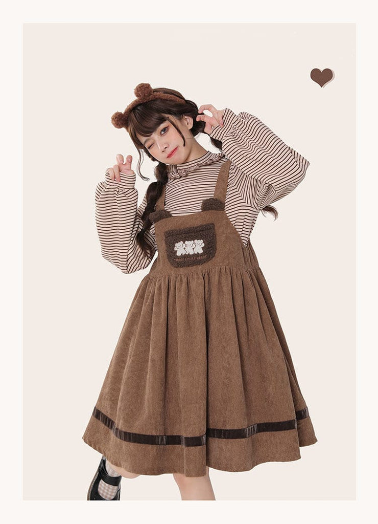 Vintage Kawaii Bear Dress Corduroy Clothing and Accessories The Kawaii Shoppu