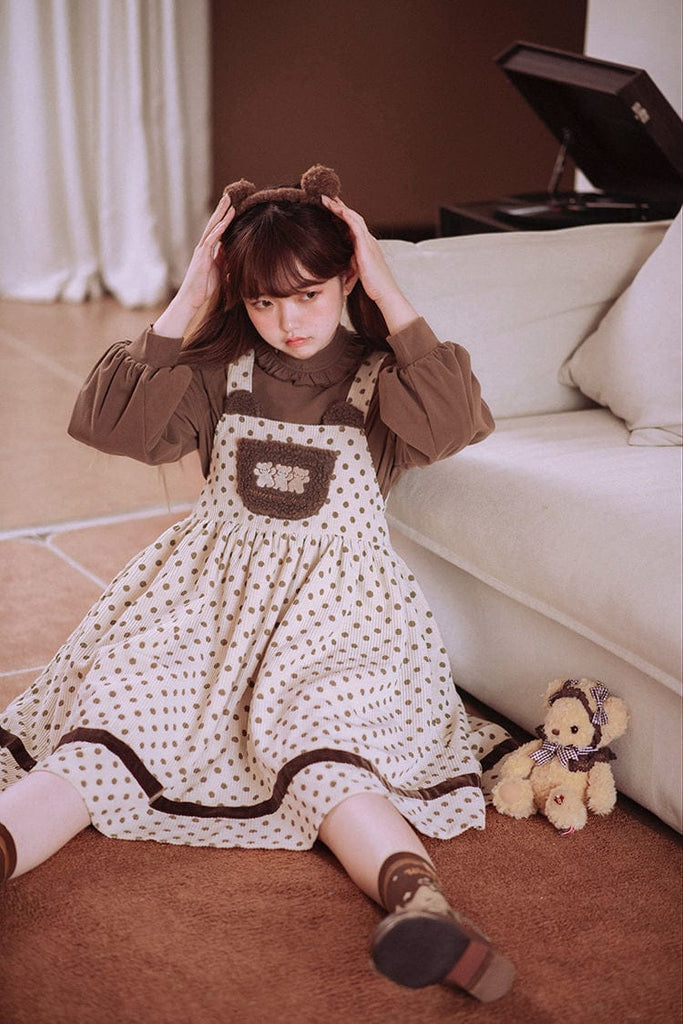 Vintage Kawaii Bear Dress Corduroy Clothing and Accessories The Kawaii Shoppu