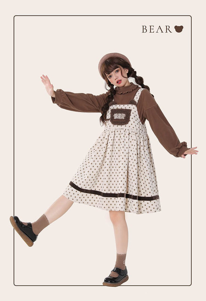 Vintage Kawaii Bear Dress Corduroy Clothing and Accessories The Kawaii Shoppu