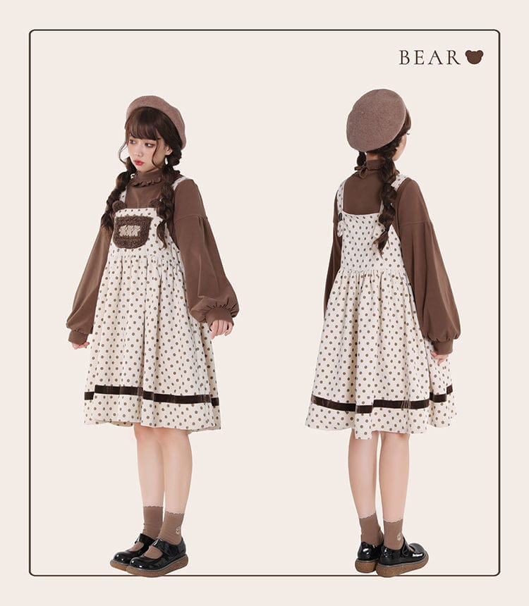 Vintage Kawaii Bear Dress Corduroy Clothing and Accessories The Kawaii Shoppu