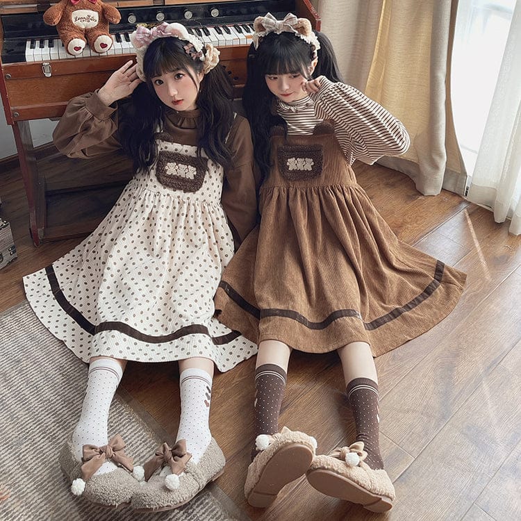 Vintage Kawaii Bear Dress Corduroy Clothing and Accessories The Kawaii Shoppu