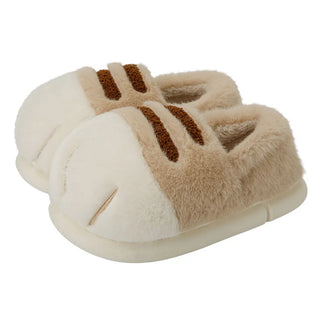 Winter Cat Paw Plush Slippers – Fleece Lined Thermal Non-Slip Home Shoes