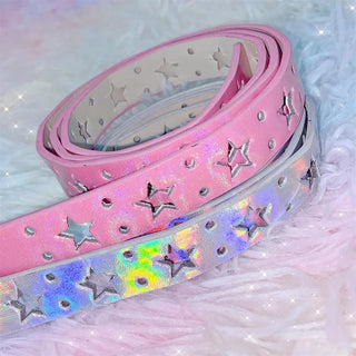 Y2K Pentagram Star Faux Leather Belt