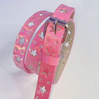 Y2K Pentagram Star Faux Leather Belt