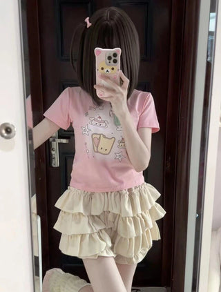 Y2K Sweet Ruffles Mini Skirt