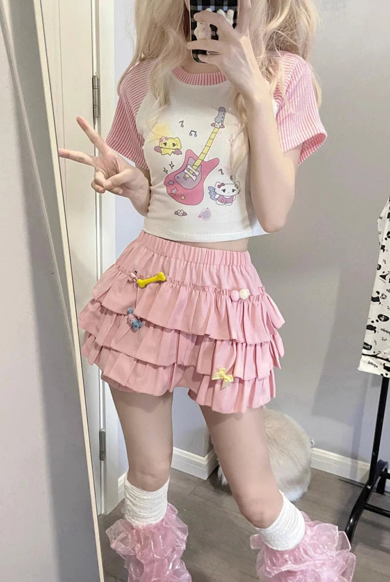 Y2K Sweet Ruffles Mini Skirt