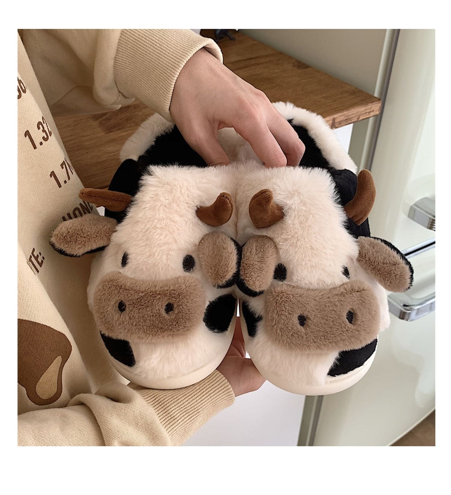 Warm Plush Cow Slippers Cute Slippers Cozy Cotton Shoes Animal Shape  Slip-On UK | eBay