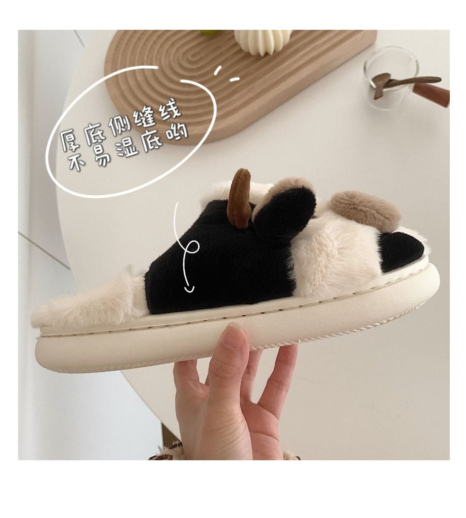 1 pair Kawaii Cow Slippers Shoes The Kawaii Shoppu