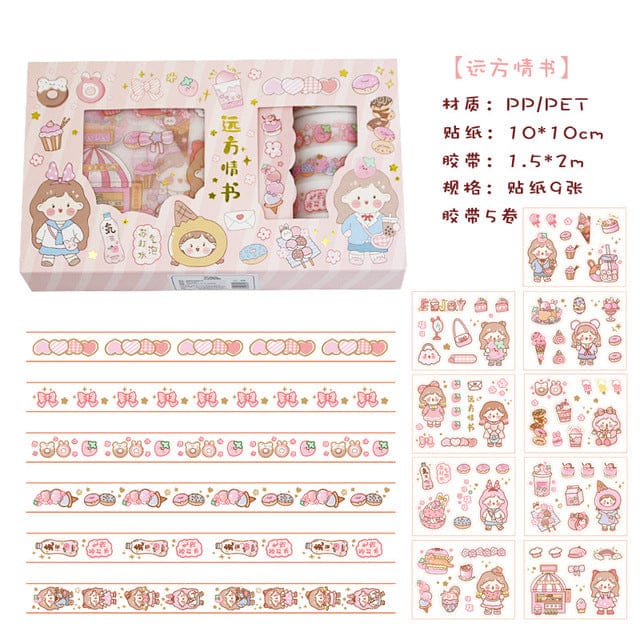 14 pcs/set Sweet Girly Life Washi Tape Stickers Set 08 Stationery The Kawaii Shoppu