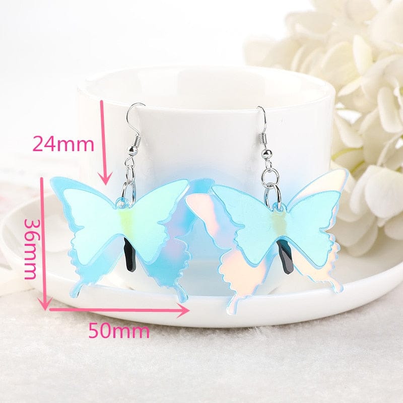 1Pair Butterfly Charm Acrylic Earrings Jewellery The Kawaii Shoppu