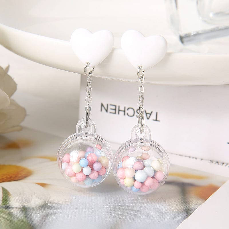 1Pair Candy Heart Pom Pom Earrings Jewellery The Kawaii Shoppu