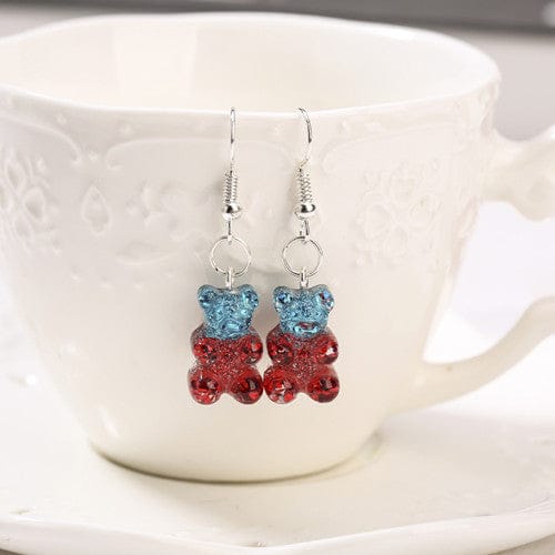 1pc Duo Tone Gummy Bear Earrings Blue Red null The Kawaii Shoppu